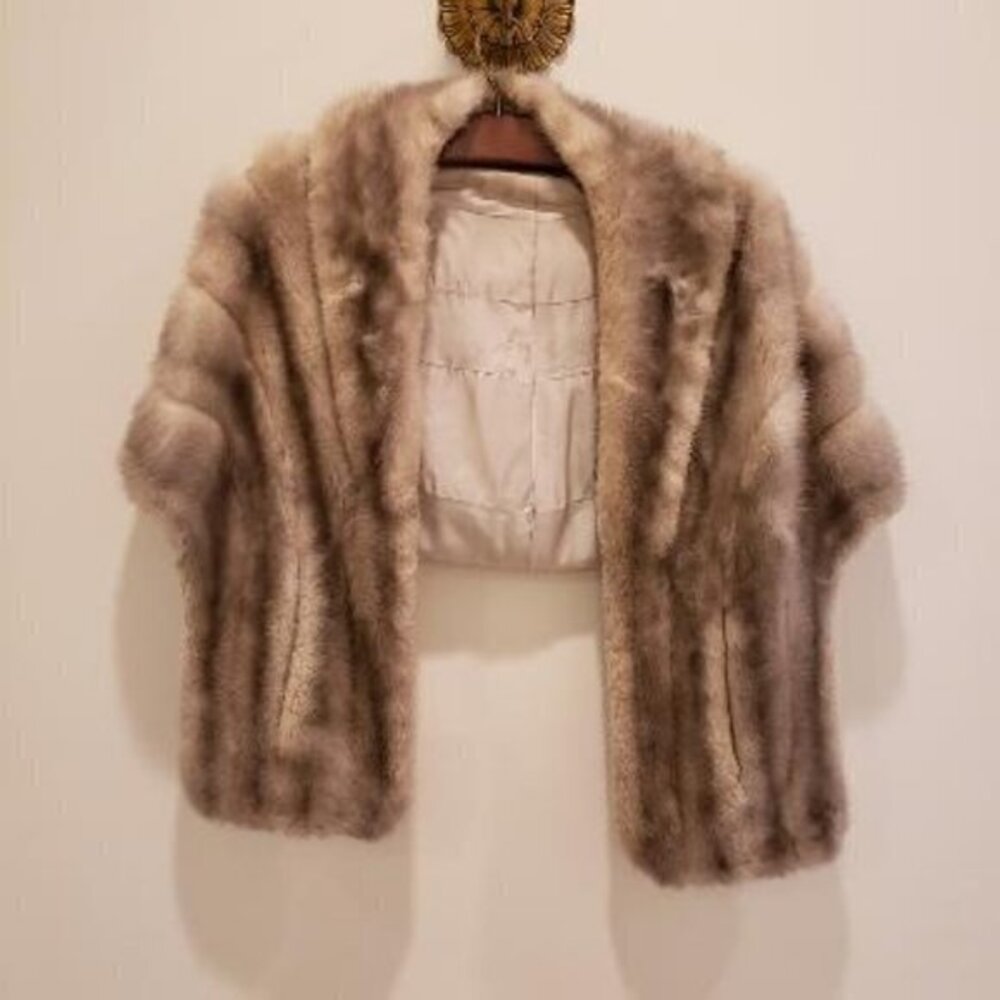 Silver Gray Genuine Vintage Mink Stole